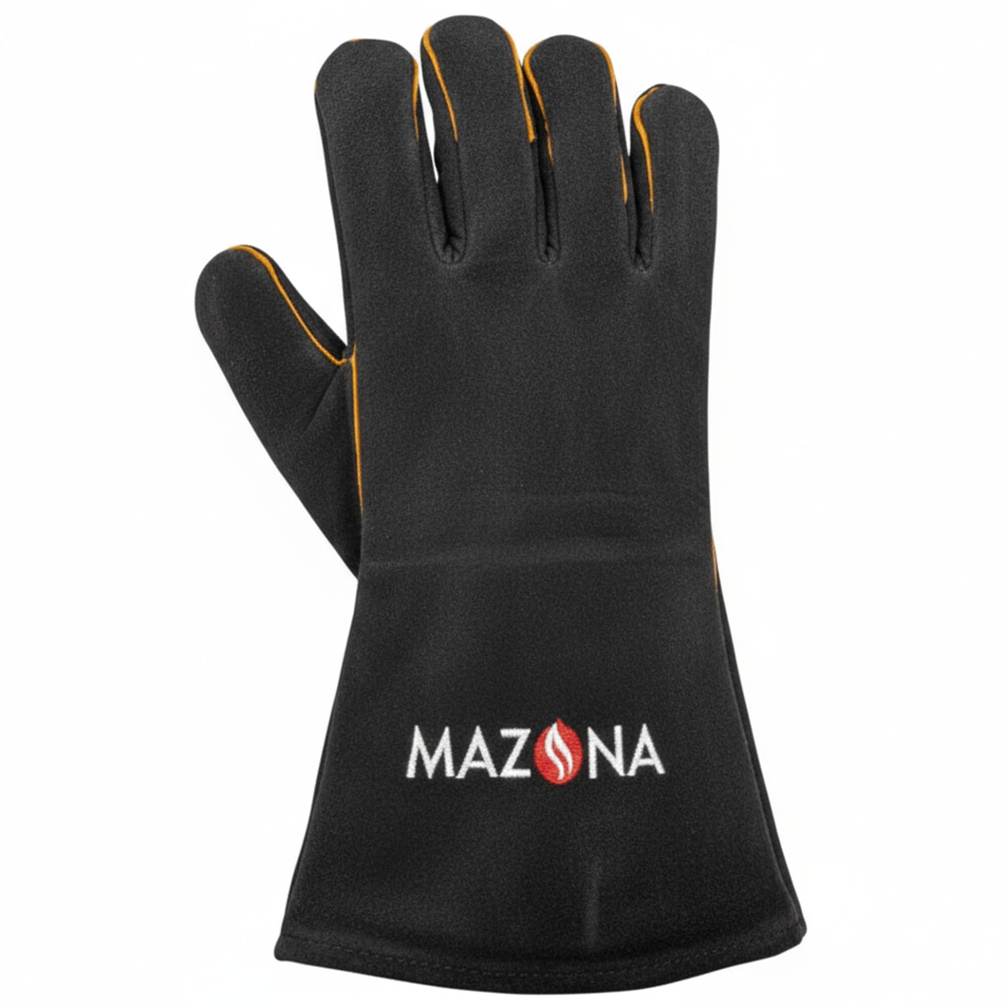 Mazona Heat Resistant Gauntlet Glove - Pack of 1 | Fireproof & Heat-Resistant Right Hand Glove Mitt for Fireplace, Oven & Stove Safety | Black
