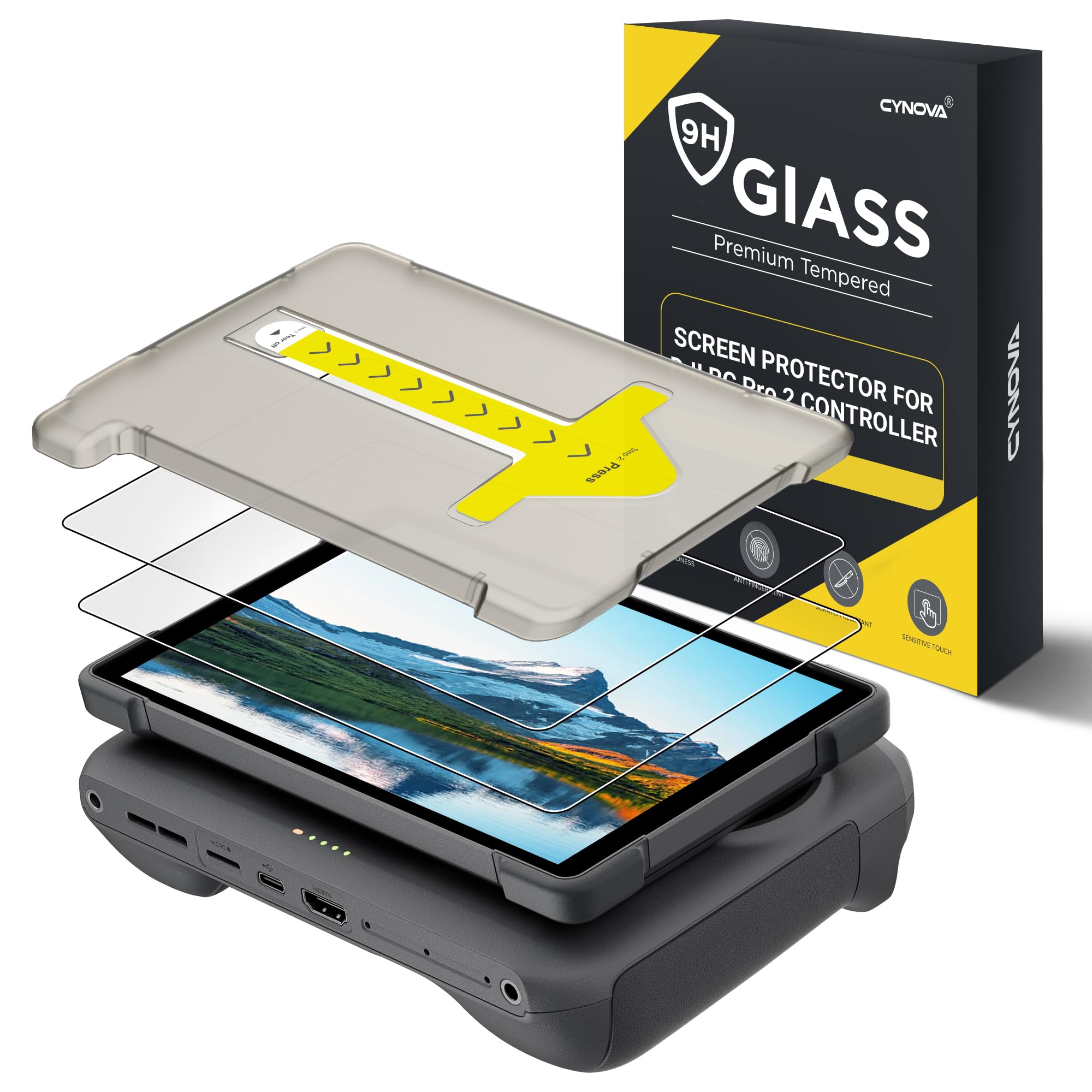 CYNOVA Mavic 4 Pro Screen Protector for DJI RC Pro 2 Controller, [Auto Alignment Kit] DJI RC Pro2 Controller HD Tempered Glass 9H Hardness for Mavic 4 Pro Drone Accessories (Pack of 2)