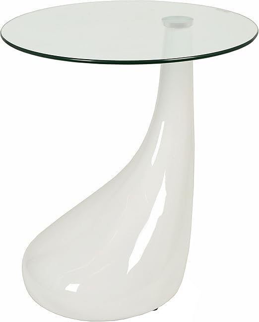 Amazon De Design Glastisch Beistelltisch Couchtisch In Weiss Mit Tropenform Fuss Und 8 Mm Esg