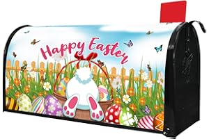 PUTWARE Easter Mailbox Covers Magnetic Standard Size 21" X 18" Waterproof Welcome Happy Easter Bunny Mailbox Wraps Post Letter Box Cover for Garden Yard Home Decor Outdoor Decorations (Easter 1, 21" x 18")