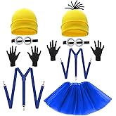 TUSAUW 12PCS Halloween Costume Accessories Yellow Beanie Knit Hat Goggles Glasses Gloves for Halloween Cosplay Set