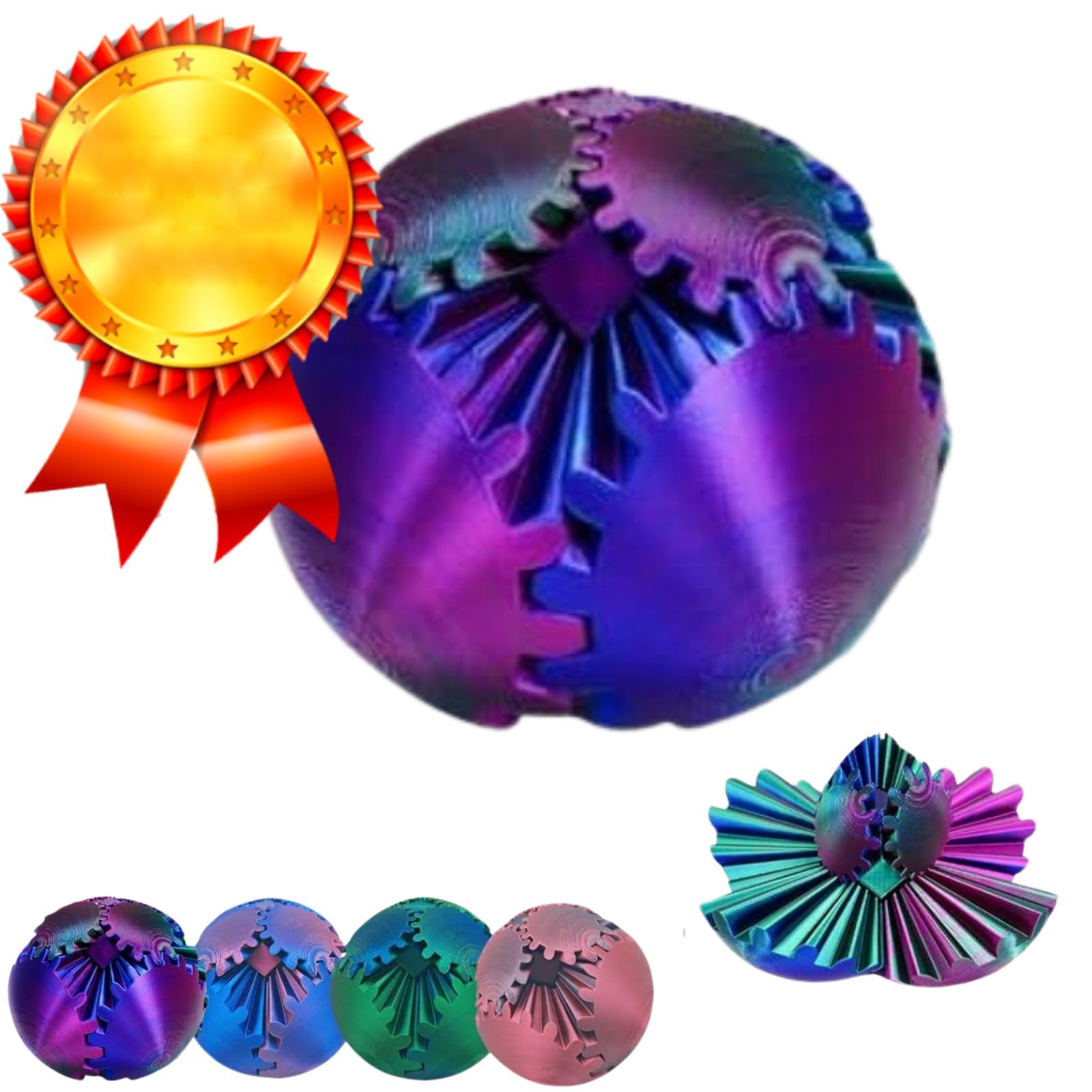 Photo 1 of Gear Ball 3D Printed Gear Ball Spin Ball OR Cube Fidget Toy - Perfect for Stress and Anxiety Relaxing Fidget Toy, Desk Toy - Ideal for Sensory Needs and Autism (Colorfui-1pcs)