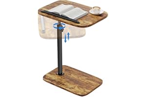 HUANUO TV Tray, Height-Adjustable TV Trays with 360° Swivel and 90° Tilt, Sturdy Couch Table with Anti-Slip Bar, Space-Saving TV Tray Table for Couch, Bedside, and Eating