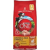 Purina ONE Chicken &amp; Rice Formula Dry Dog Food, 8 lb Bag | High protein dog food with a microbiome balance and SmartBlend of ingredients like prebiotic fiber for gut and immune support