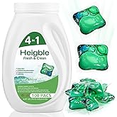 Heigble 100 Count Concentrated Laundry Detergent Pods Bulk 4 in 1 Laundry Detergent Pods Remover Cleaning Fragrance Enhancement Softening