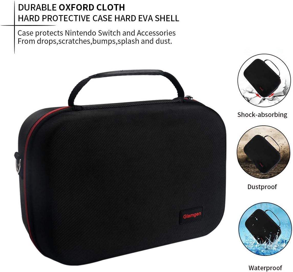 Large Carrying Storage Case for Nintendo Switch,Protective Travel Hard Shell Messenger Bag for Switch Console, Pro Controller, Accessories Switch Dock, AC Adapter with 16 Game Cards and Shoulder Strap: Electronics