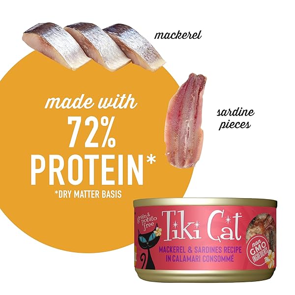 TIKI CAT GRILL WET CAT FOOD, MACKEREL & SARDINES, 2.8 OZ. CANS (12 COUNT)