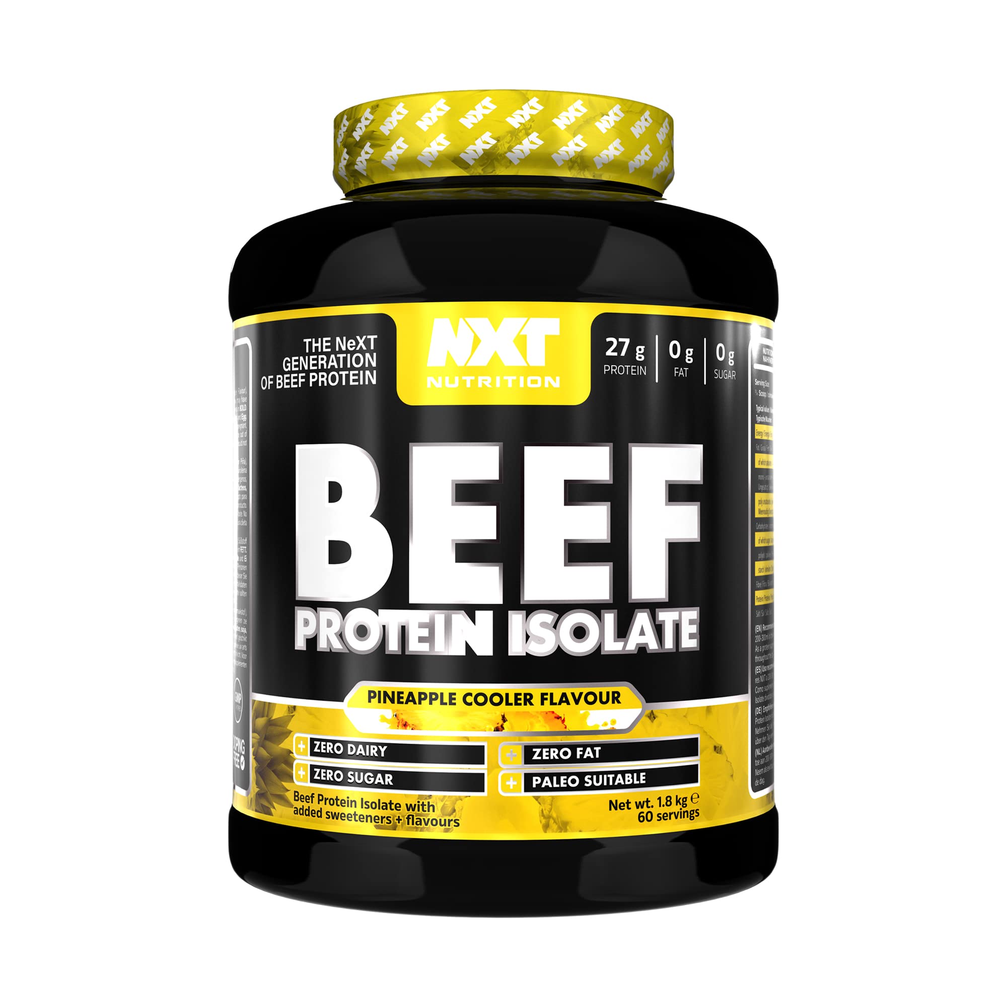 NXT Nutrition Beef Protein Isolate Powder - Protein Powder High in Natural Amino Acids - Paleo, Keto Friendly - Dairy and Gluten Free - Muscle Recovery | 1.8kg | Pineapple