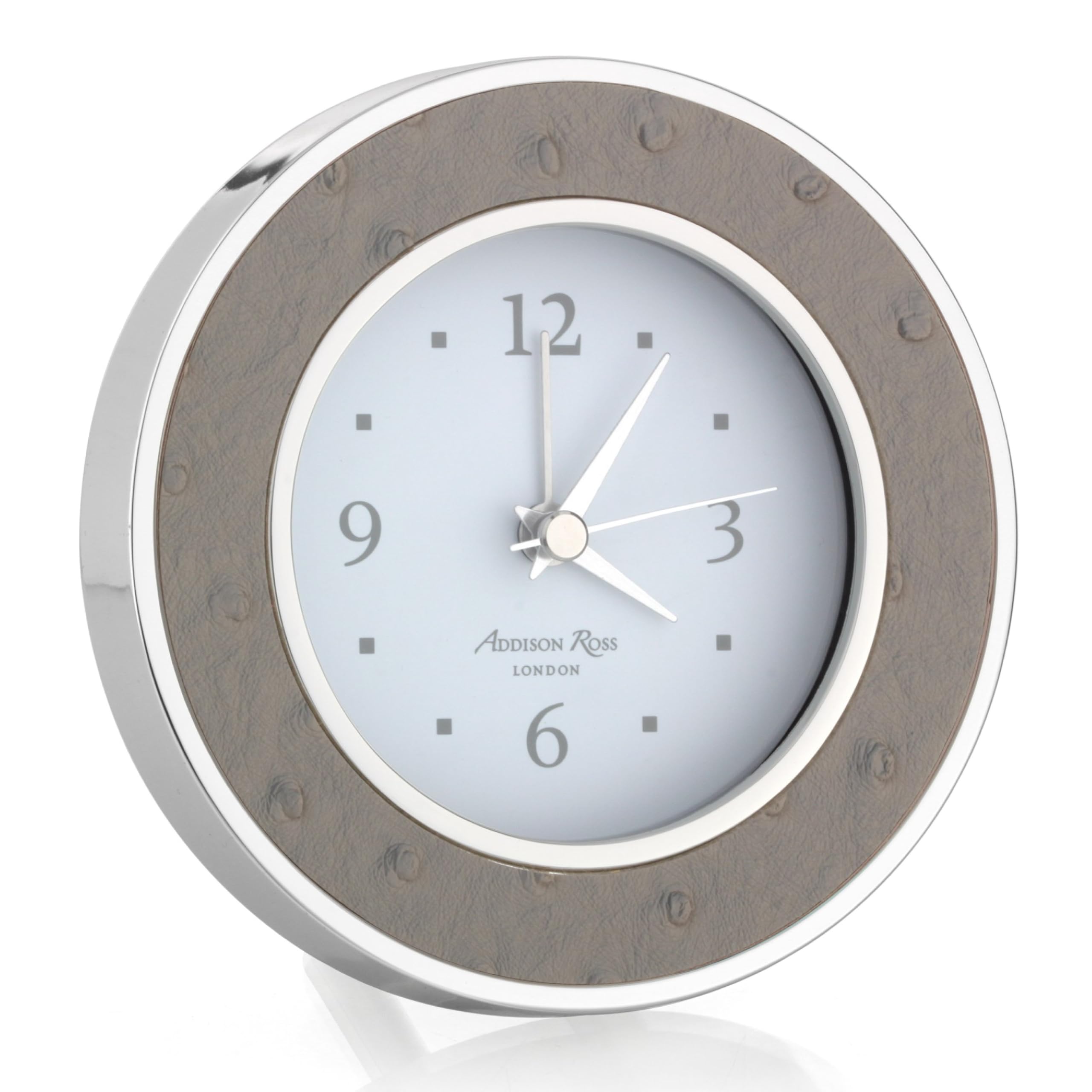 Addison Ross Battery Alarm Clock – Silent Sweep – Compact & Stylish – Alarm Clock Bedside – Velvet-Backed Design/Home & Office Decor – Shadow Faux Ostrich