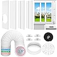 Portable Air Conditioner Window Kit with Hose Adjustable Window Seal kit Plate for AC Unit, Portable AC Window Vent Kit PVC Seal for Sliding Window Door, AC Window Kit with 5.9" Anti-Clockwise Hose