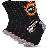 kaciixaa Merino Wool Thermal Socks for Men & Women, 3 Pairs Cushioned Moisture Wicking Crew Boot Socks for Work & Outdoors