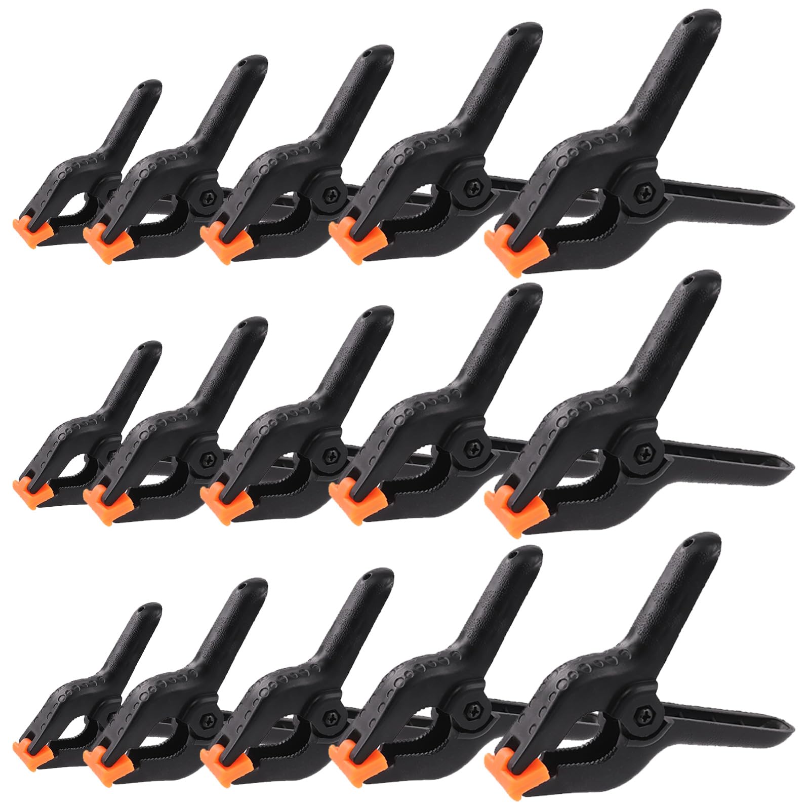 Mardatt 15Pcs Spring Clamps, Black: 2" 3" 3.5" 4" 6" Heavy Duty ABS Plastic Nylon Spring Clamps for Photography Gluing Crafts
