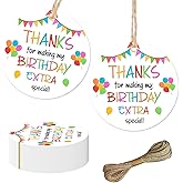 It's My Birthday Thank You Gift Tags, 50Pcs Colorful Flag Balloons Thank You Party Favor Tags with String Thanks for Making My Birthday Extra Special Labels, Bday Party Gift Labels Favors