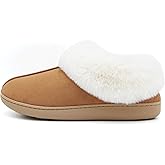 Jerzmy House Slippers for Women, Memory Foam Fuzzy Woman Slippers Suede Faux Fur with Arch Support Plush Lining Collar, Comfy Warm Winter Home Shoes for Indoor Outdoor