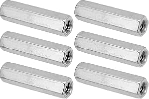 PATIKIL M8 x 1.25-Pitch 304 Stainless Steel Hex Coupling Nuts, 6Pcs 60mm/ 2.4" Length Coarse Fully Threaded Rod Coupling Nut 