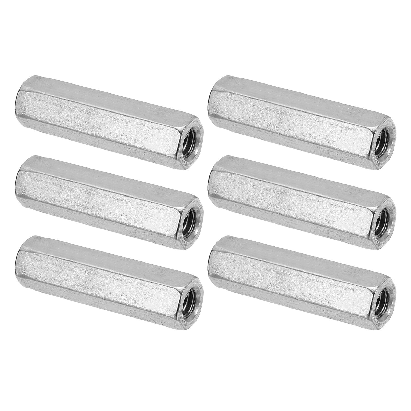 PATIKIL M8 x 1.25-Pitch 304 Stainless Steel Hex Coupling Nuts, 6Pcs 60mm/ 2.4" Length Coarse Fully Threaded Rod Coupling Nut Studding Connector Fasteners, Silver Tone — image 1