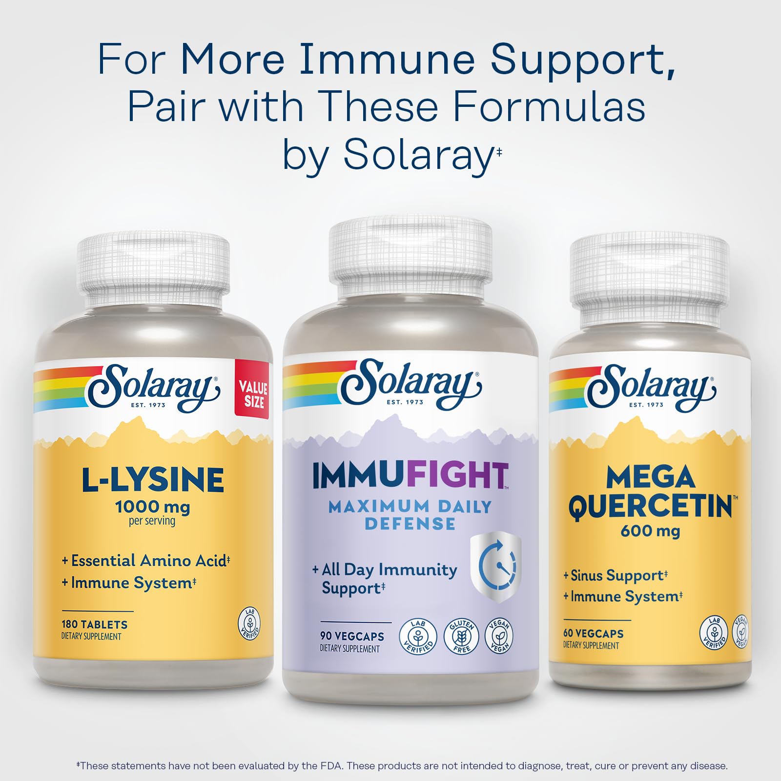 SOLARAY Immufight Maximum Daily Defense, All Day Immune Support, Vitamin C, Vitamin D, Zinc, Probiotics, Monolaurin, Acerola & More, Vegan & Gluten Free, 60 Day Guarantee, 30 Servings, 90 VegCaps