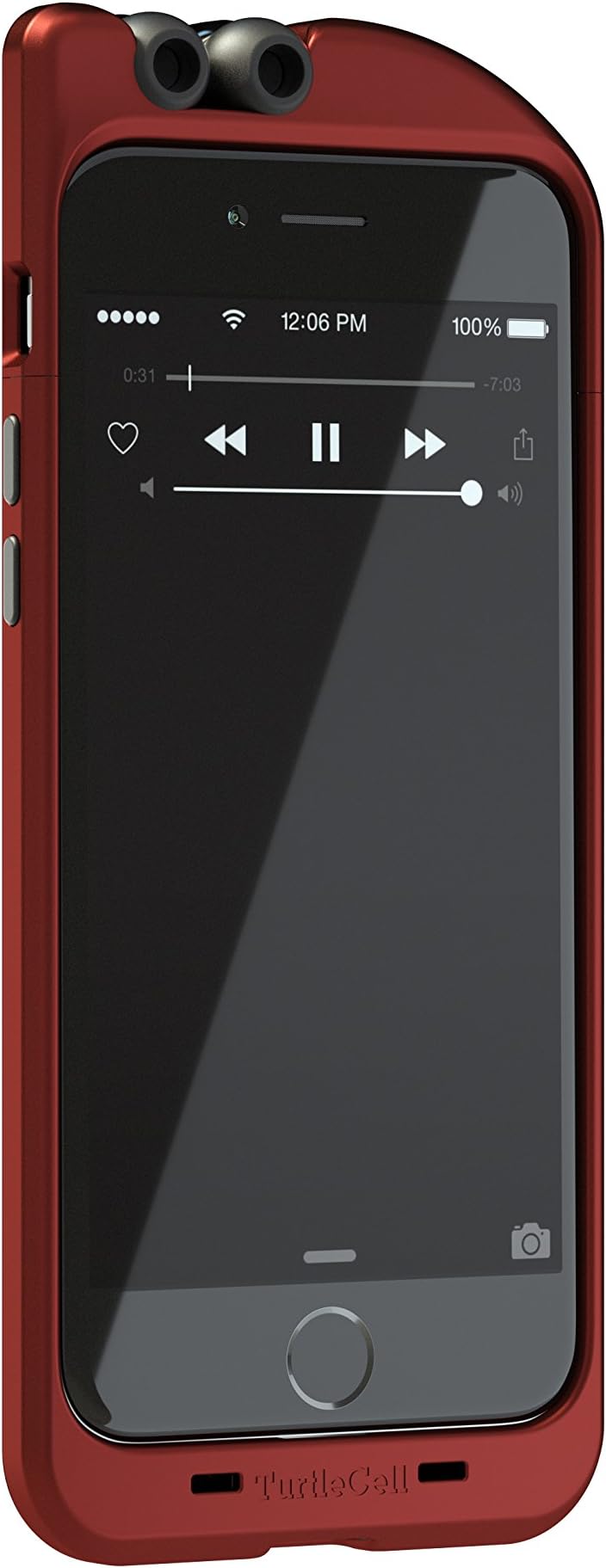 TurtleCell Retractable Headphone Case for iPhone 6 - Retail Packaging - Red