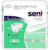 Seni Super Plus Briefs, Medium, Unisex, 30 in, 43 in, 10 ct | Disposable Overnight Brief for Men &amp; Women