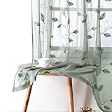 HOMEIDEAS Sage Green Sheer Curtains 52 X 84 Inches