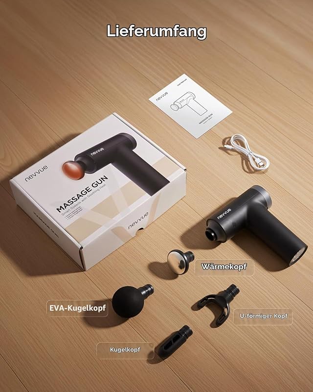 Mini-Massagepistole mit Wärmefunktion, 9 Geschwindigkeiten, 4000 U/min