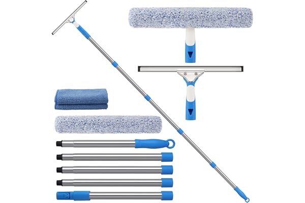 Mitclear 77'' Professional Squeegee Window Cleaner Tool with Extension Pole, Car Windshield Cleaning Kit with Long Handle, Wi