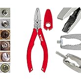 VAMPLIERS 6.25" Stripped Screw Extractor Combination Pliers | Made in Japan, High Carbon Steel, TPR Handles, Remove Damaged/Rusted Fasteners &Oslash;3 - 9.5mm, Side Wire Cutter, Spring-Loaded