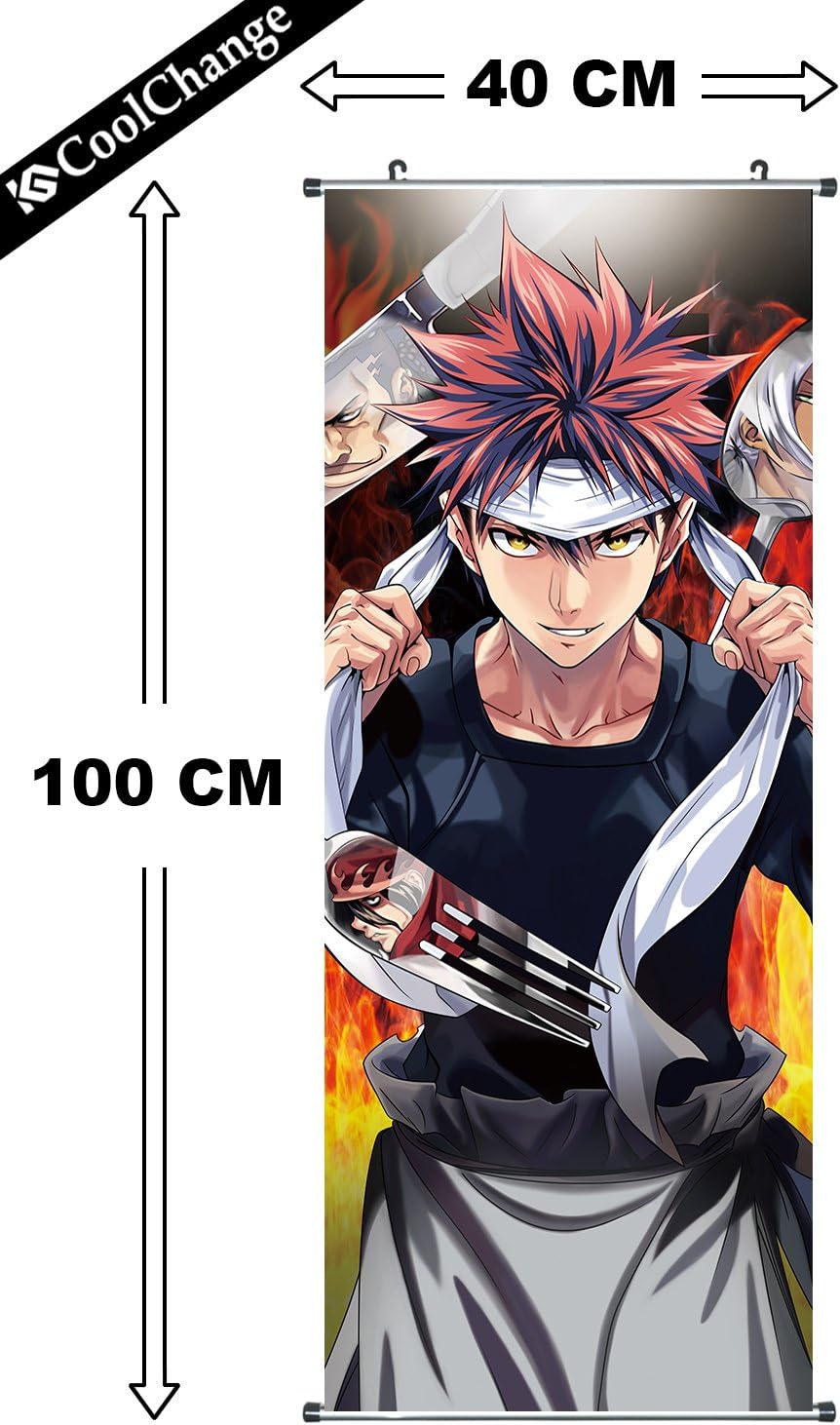 CoolChange Big Food Wars! scroll / Kakemono made of fabric, 100x40cm, Motif: Soma Yukihira, 100L x 40W cm - Image 3