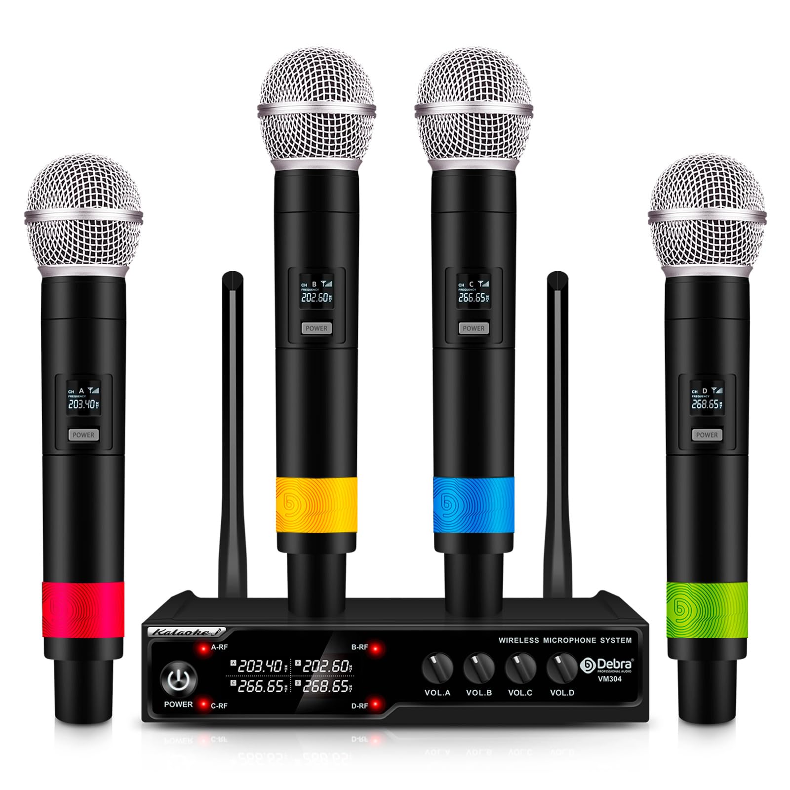 Photo 1 of D Debra Audio VM304 VHF Wireless Microphone System with Four Handheld Mic Have XLR Interface for Home Karaoke Wedding Conference Speech (VM304)