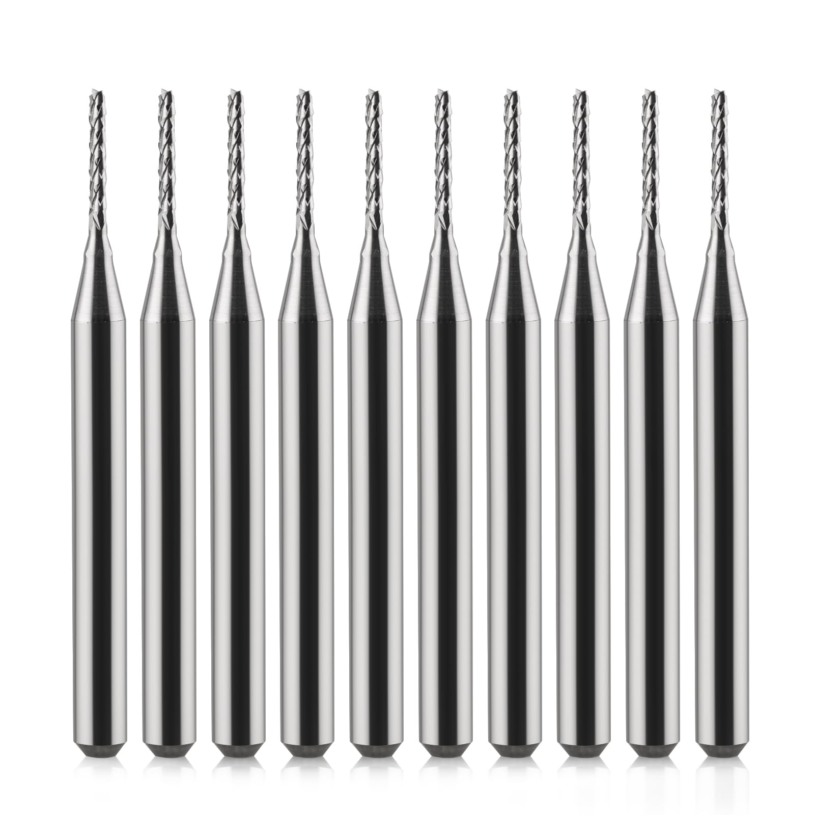 EU_HOZLY 3.175mm Carbide End Mill Engraving Bits CNC PCB Machinery 1.0mm Cutting Edge Pack Of 10