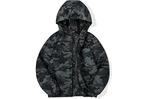 JOYSON Kid Boys Rain Jackets Lightweight Water-resistant Windbreaker Breathable Outerwear Raincoat with Hood