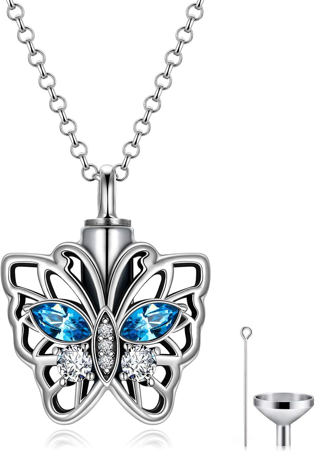 Amazon Com Aoboco 925 Sterling Silver Cremation Jewelry Butterfly Urn Necklace For Ashes Cremation Necklace Memorial Keepsake Pendant For Women Crystal From Swarovski Jewelry