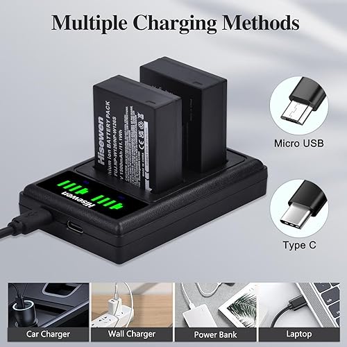 Hisewen NP-W126 NP-W126S Battery 2Pcs and USB Charger for Fujifilm
