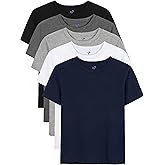 YERIOK 5 Pack Boys Shirts Short Sleeve Shirts for Boys Cotton T-Shirts Kids Toddler Tshirts Tees Clothes Summer Tops