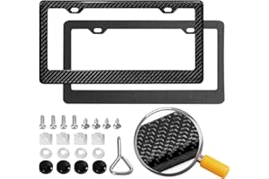 DCRCFIBER Real Carbon Fiber License Plate Frame, 100% Pure Carbon Fiber Frame, Black License Plate Holder Cover with Screw Caps, Anti-Vibration Pads, (Twill 2 Hole)