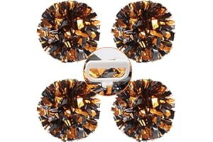Lovecheer 4PCS Pom Poms Cheerleading with Handle Rings Metallic Plastic Cheer Pom Poms Sports Team Spirits Cheering Squad Dance Training