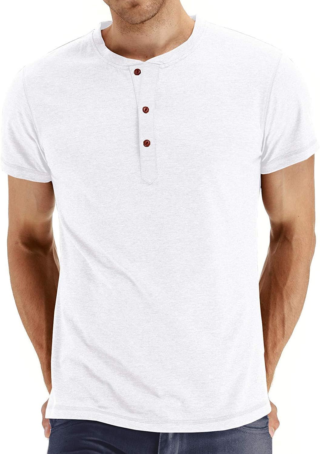 Zaveleng Mens Fashion Casual Front Placket Basic Long/Short Sleeve Henley T-Shirts