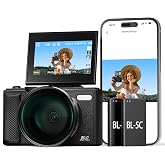 5K 80MP Wi-Fi Digital Camera for Photography with 3" Flip Screen Autofoucs | Travel Point and Shoot Vlogging Camera for YouTube Beginner Teens with Wide Angle &amp; Macro Lens 18X Zoom 64G Card 2 Batteries