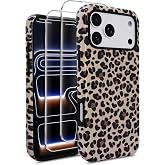 J.west for iPhone 18 Pro-Max Case/iPhone 17 Pro Max Case 6.9 inch with 2 Pack Tempered Glass Screen Protectors Cute Animal Leopard Hybrid Cover for Girls Women Aesthetic Protective Phone Cases Cheetah