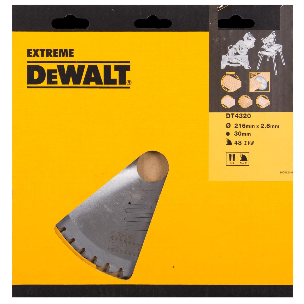 Dewalt DT4320-QZ DT4320-QZ-Hoja para Sierra Circular estacionaria 216x30mm 48D