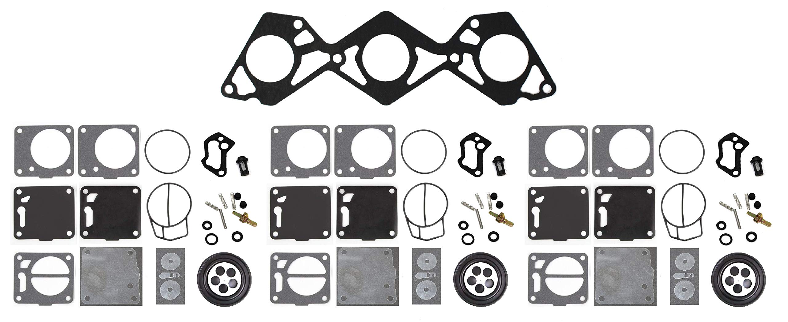 Photo 1 of Triple Carb Rebuild Kit & Base Gasket Compatible with Mikuni 65U-13556-00-00 & Yamaha SUV SV 1200 GP XL 1200 NPV Product Name