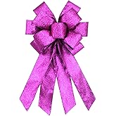 chmacura Mardi Gras Wreath Bow 20 x 11 Inches New Orleans Fat Tuesday Bows Glitter Purple Ribbon Bow Carnival Farmhouse Bow Tree Ornament for Home Front Door Decorations