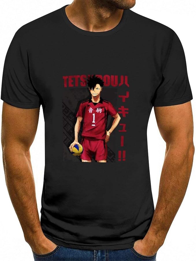 Amazon.com: Unisex Haikyuu!! - Tetsurou t Shirt Cotton Crew T-Shirt Black: Clothing
