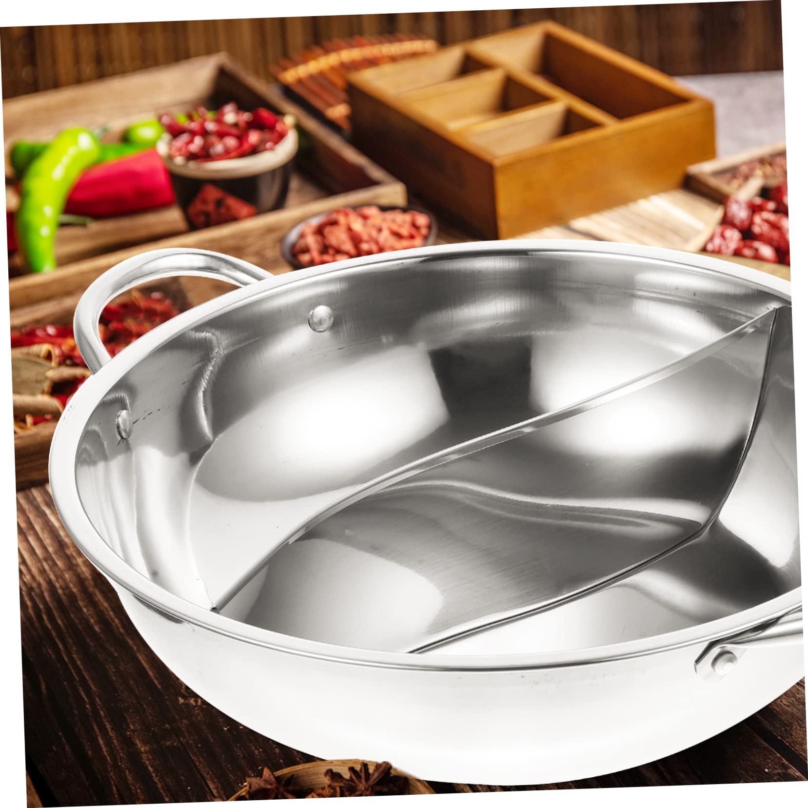 SHOWERORO Shabu Shabu Split Hot Pot Electric 304 Stainless Steel Double Flavor Hot Pot Cooker