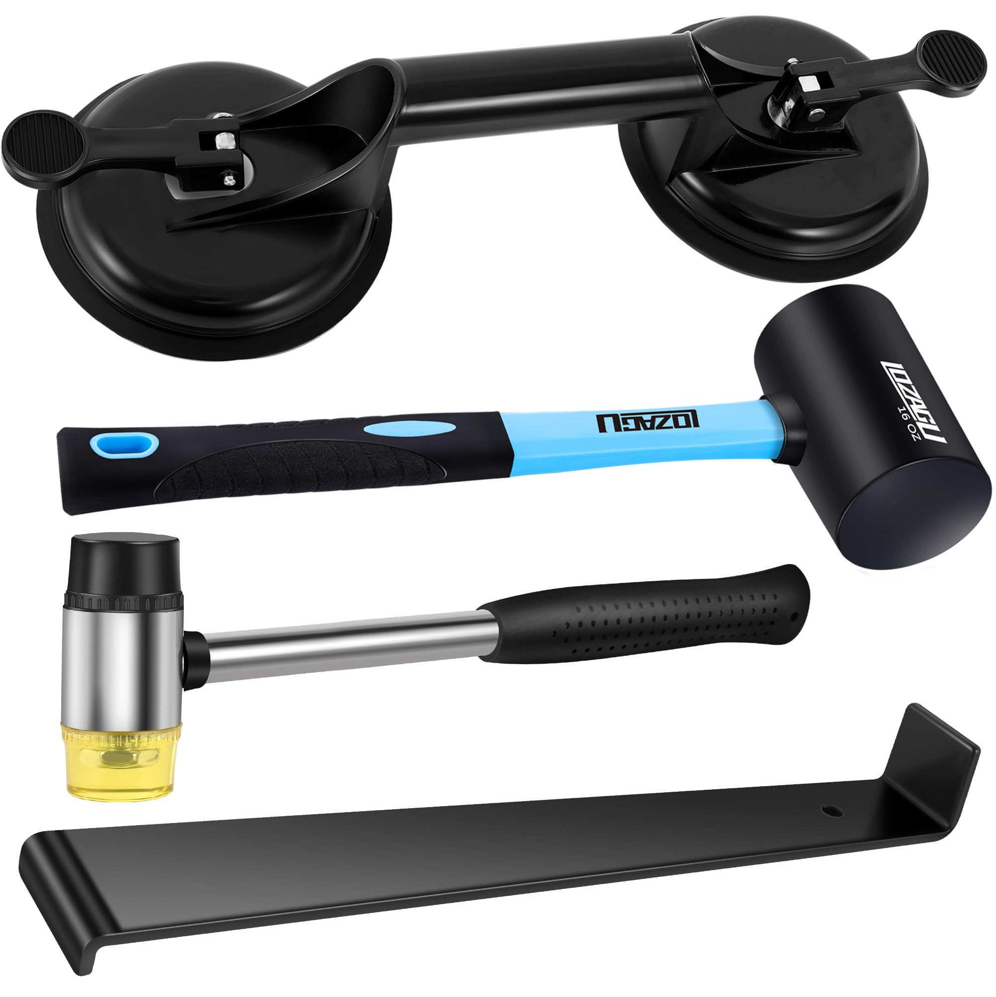 Photo 1 of **MISSING SMALL HAMMER**LOZAGU 4-Piece Floor Gap Fixer Tool Set with Aluminium Suction Cup & Rubber Mallet Hammer, Fixer Tool for Laminate Floor Gap Repair?Do not use on scraped or uneven floors? (4-PIECE)