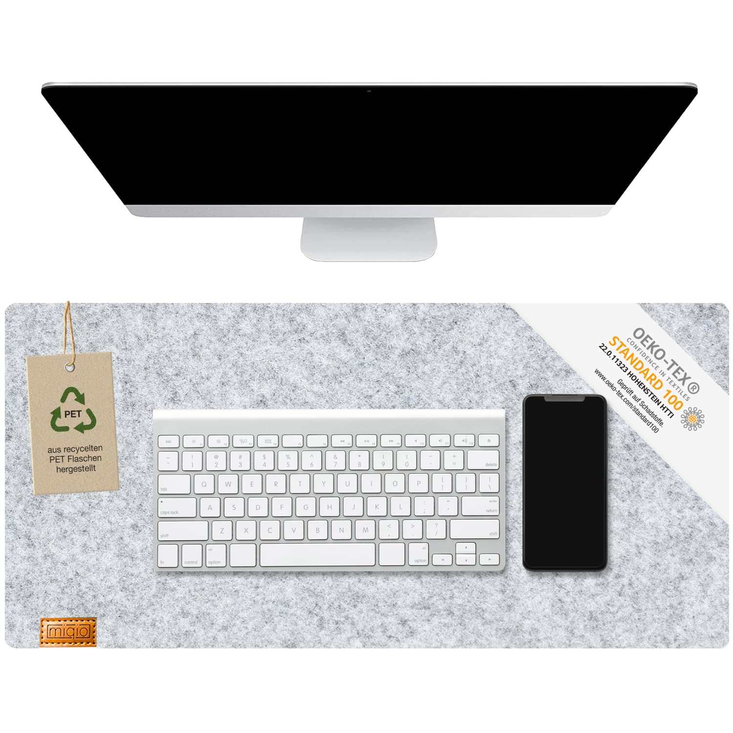 MIQIO® Design Desk Mat Felt - Mottled Grey