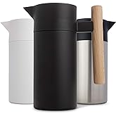 Hastings Collective Thermal Coffee Carafe 40 Oz - Stainless Steel Double Walled Vacuum Insulated Carafe - 1 Liter Thermal Coffee Pot Thermos, Travel Size Beverage Dispenser with Tea Infuser (Black)
