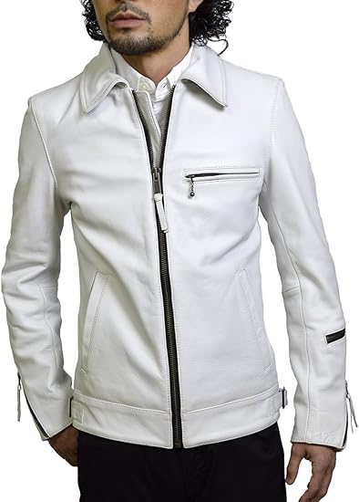 Amazon ライダースジャケット メンズ 本革 シングル 革ジャン レザージャケット ブラック ブルー ホワイト 黒 青 白 Haruf ハルフ Tqpuk2 コート ジャケット 通販