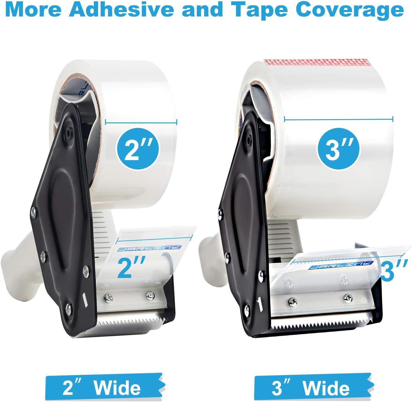 JARLINK Packing Tape Dispenser Gun with Rolls Tape, 3 inches Lightweight Industrial Side Loading Tape Dispenser for Shipping, Packaging, Moving, Box and Carton Sealing (Grey & Black) : Office Products