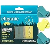 Cliganic Mosquito Repellent Refill Pack (6 Pellets) for Cliganic Wristbands - Natural DEET-Free, Essential Oil Infused